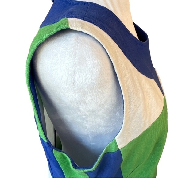 Vineyard Vines Color Block Green Blue White Sleeveless Dress Size 8 - Picture 6 of 13